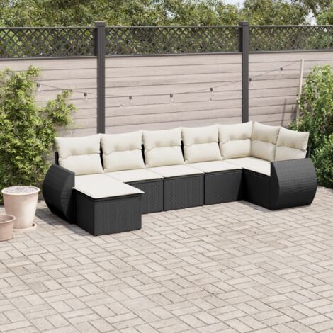 Set de sofás de jardín 8 piezas y cojines ratán sintético negro vidaXL