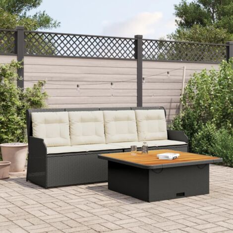 Set de sofás de jardín con cojines 3 pzas ratán sintético negro vidaXL