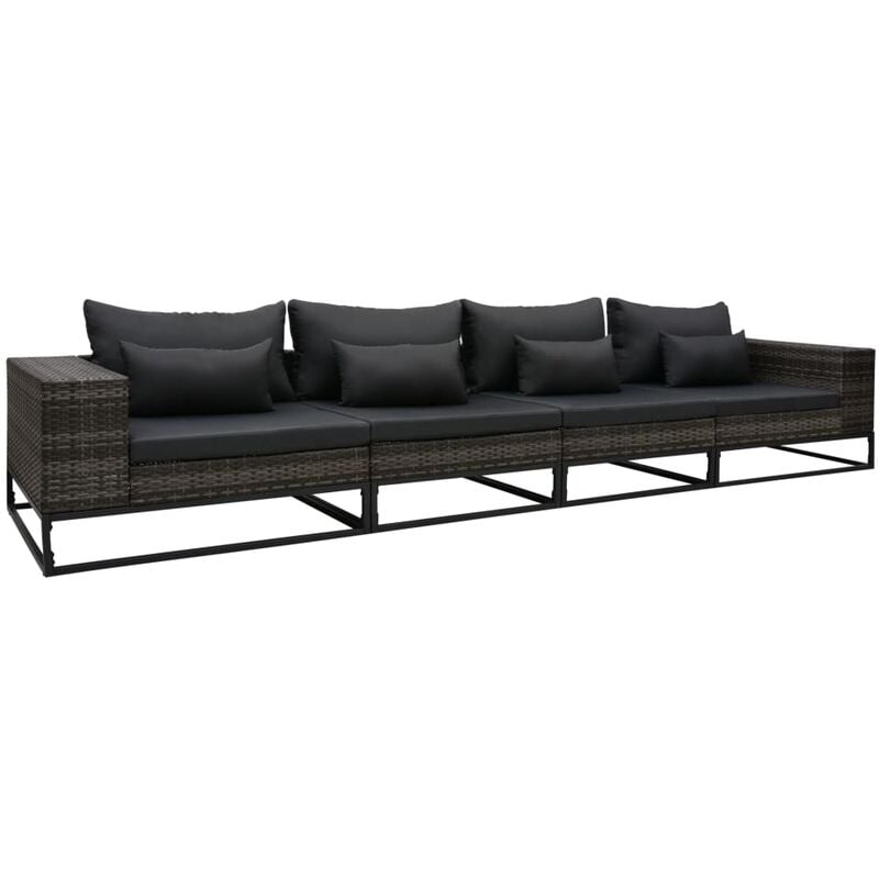 

Set de sofas de jardin con cojines 4 pzas ratan sintetico gris