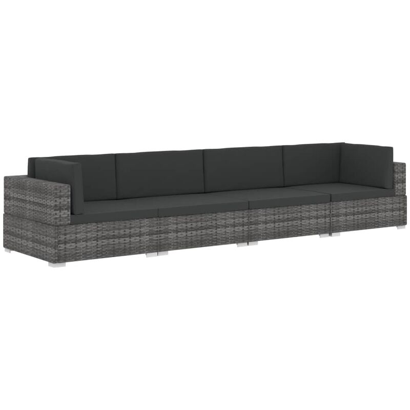 

vidaXL Set de sofás de jardín con cojines 4 pzas ratán sintético gris - Gris