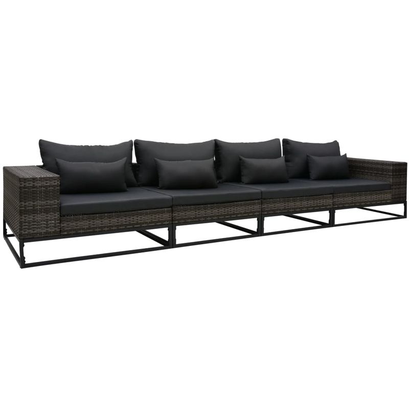 

Set de sofas de jardin con cojines 4 pzas ratan sintetico gris