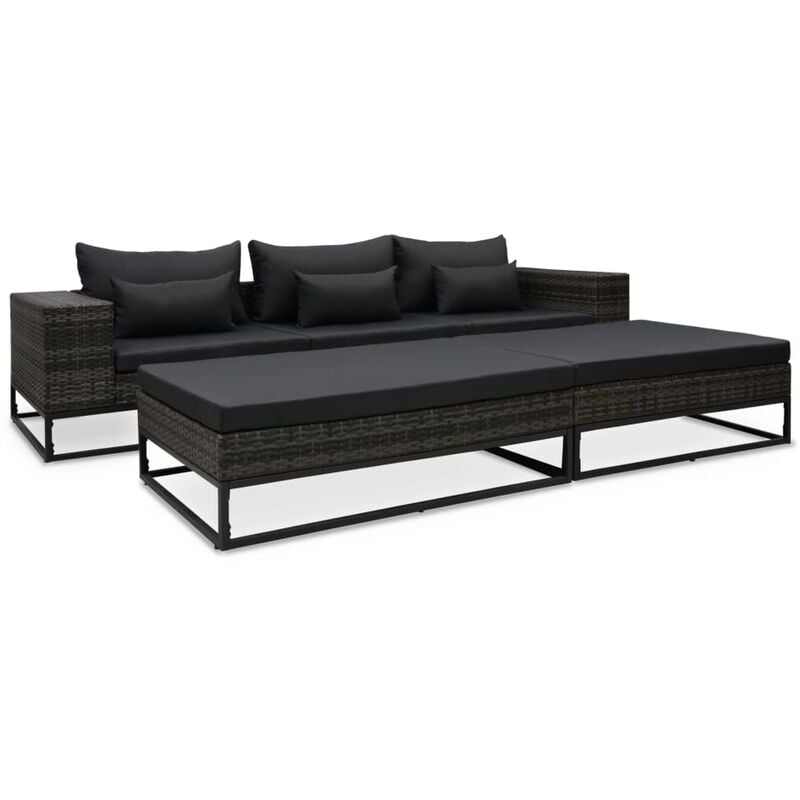 

Set de sofas de jardin con cojines 5 pzas ratan sintetico gris