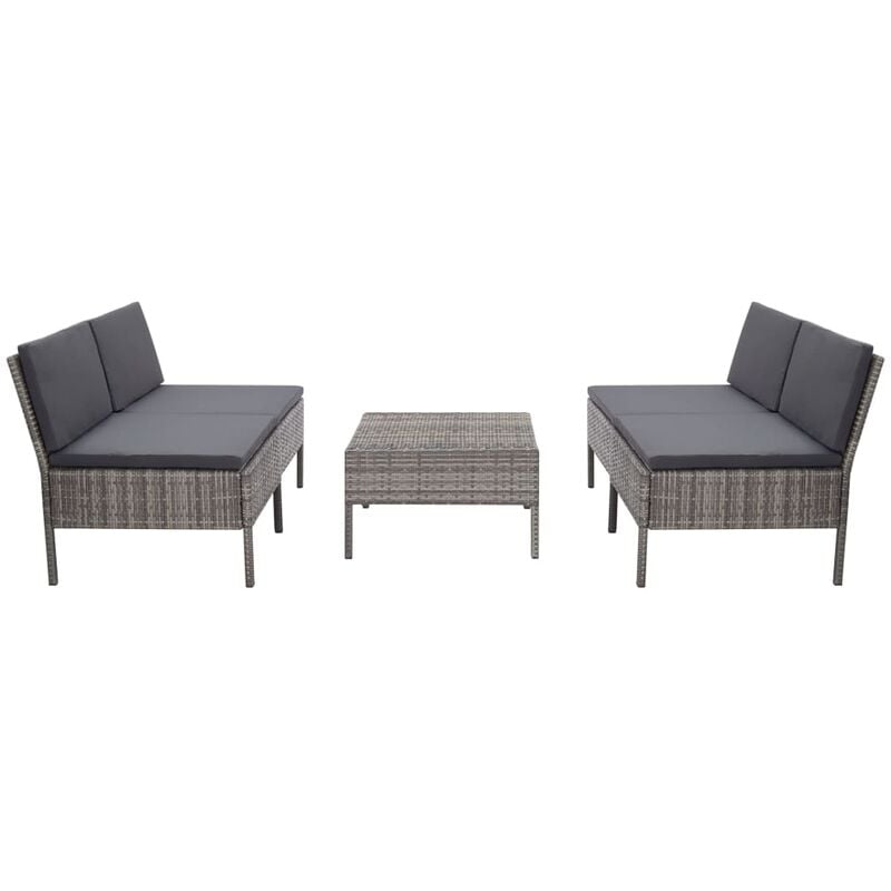 

vidaXL Set de sofás de jardín con cojines 5 pzas ratán sintético gris - Gris