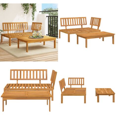 Set de sofás de palets de jardín 2 pzas madera maciza de acacia - Muebles de exterior - Sofás de madera