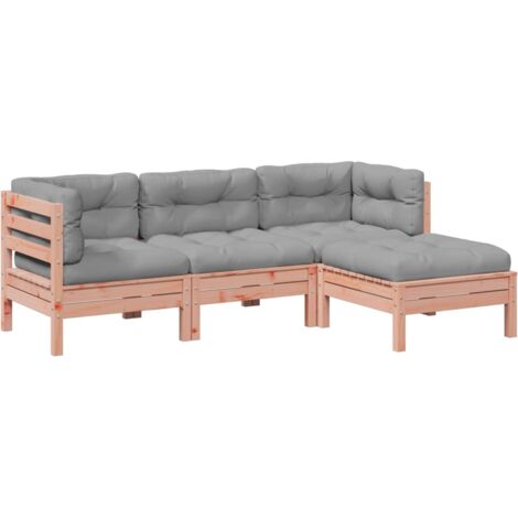 Set de sofás jardín 4 pzas con cojines madera abeto Douglas vidaXL