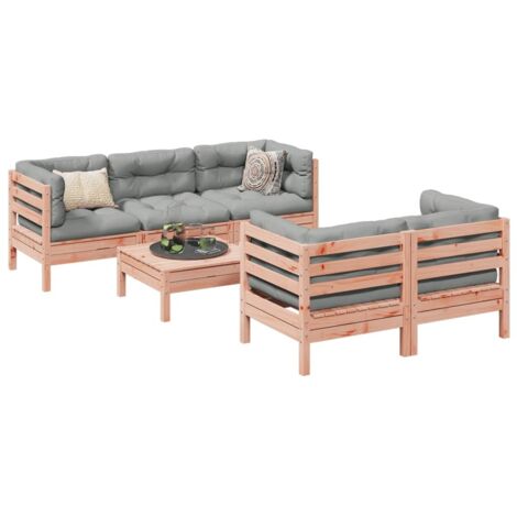 Set de sofás jardín 6 pzas con cojines madera abeto Douglas vidaXL