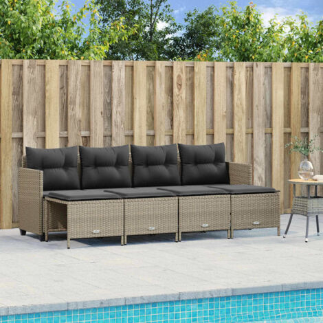 Set de sofás jardín y cojines 5 pzas ratán sintético gris claro vidaXL
