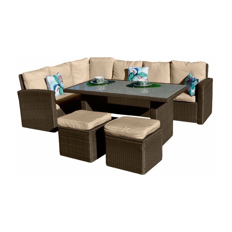 

Set de sofás/mesa/puffs de ratán Ronda