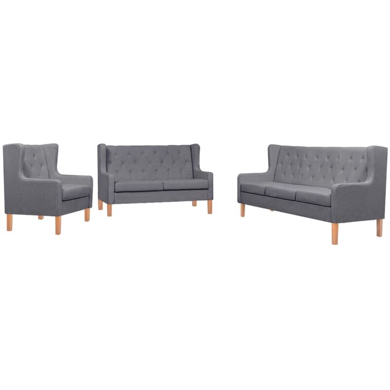 

Set de sofás de 3 piezas de tela gris - Gris