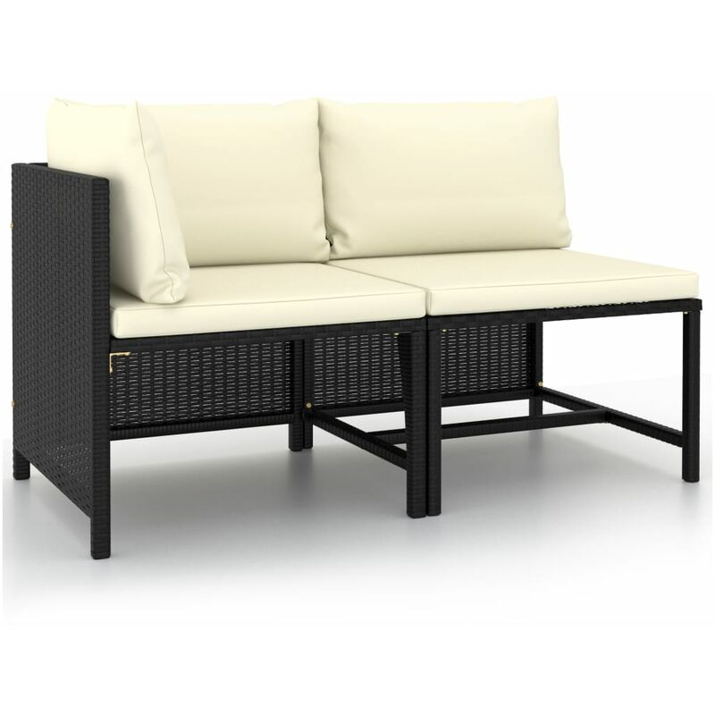 

Set de sofás de jardín 2 piezas y cojines ratán sintético negro - Negro