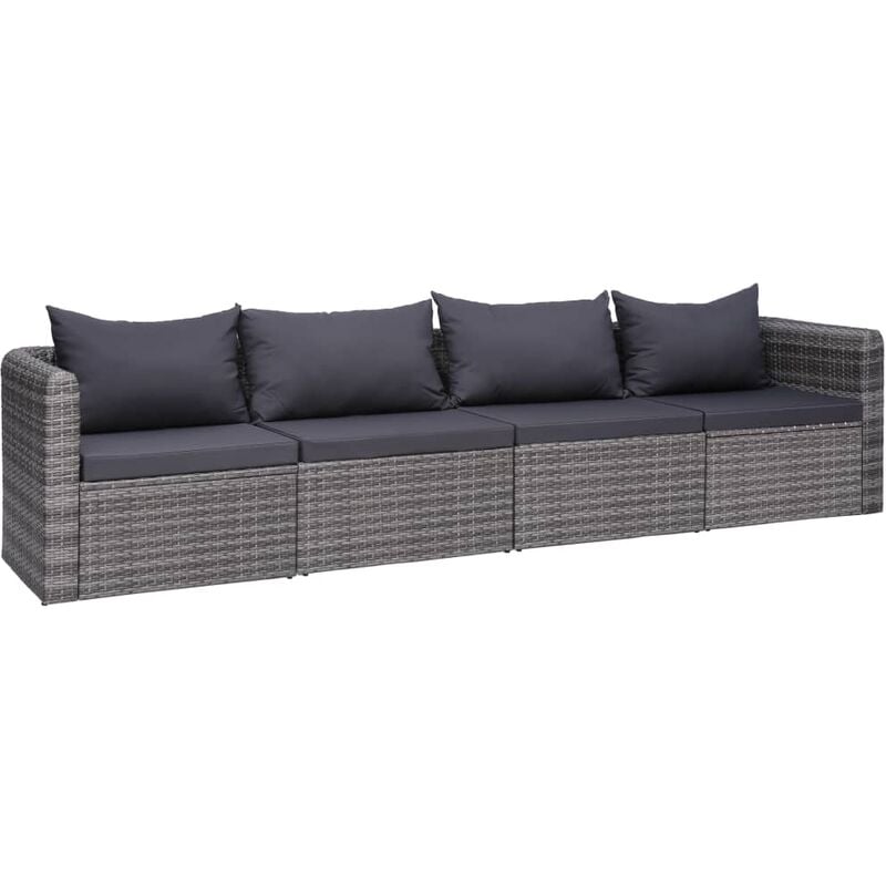 

Set de sofás de jardín 4 piezas y cojines ratán sintético gris - Gris