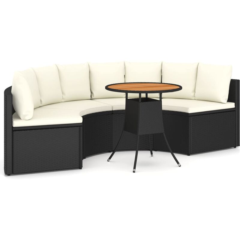

Set de sofás de jardín 5 piezas y cojines ratán sintético negro - Negro