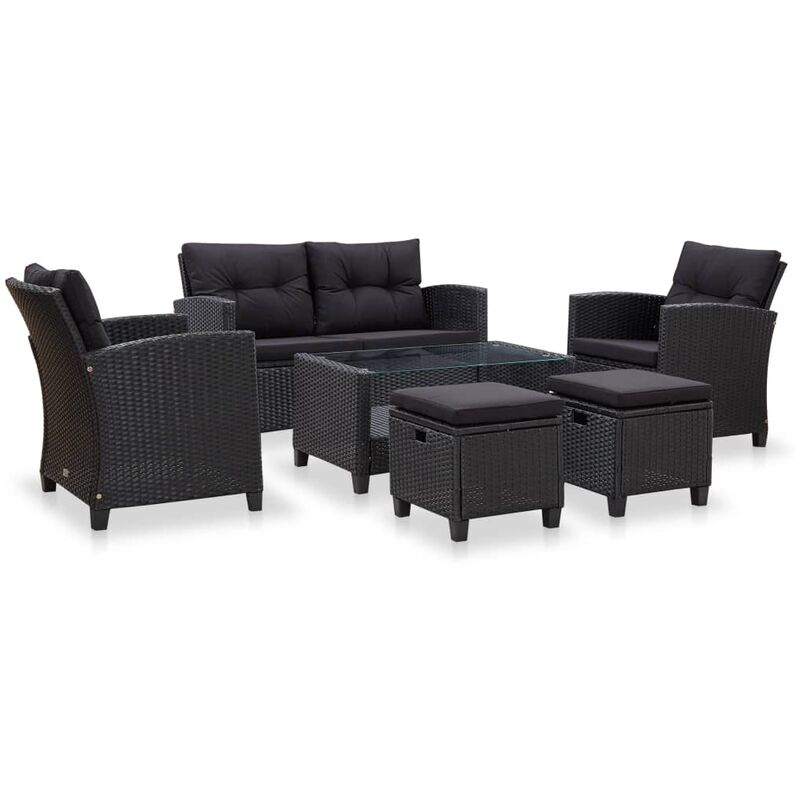 

Set de sofás de jardín 6 piezas y cojines ratán sintético negro - Negro