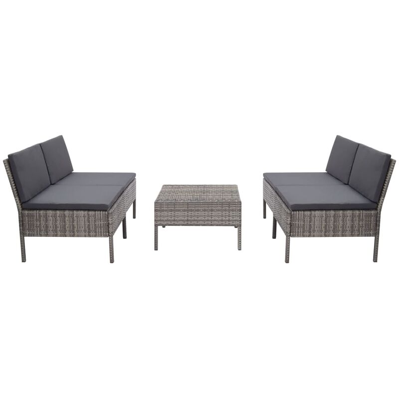 

Set de sofás de jardín con cojines 5 pzas ratán sintético gris - Gris