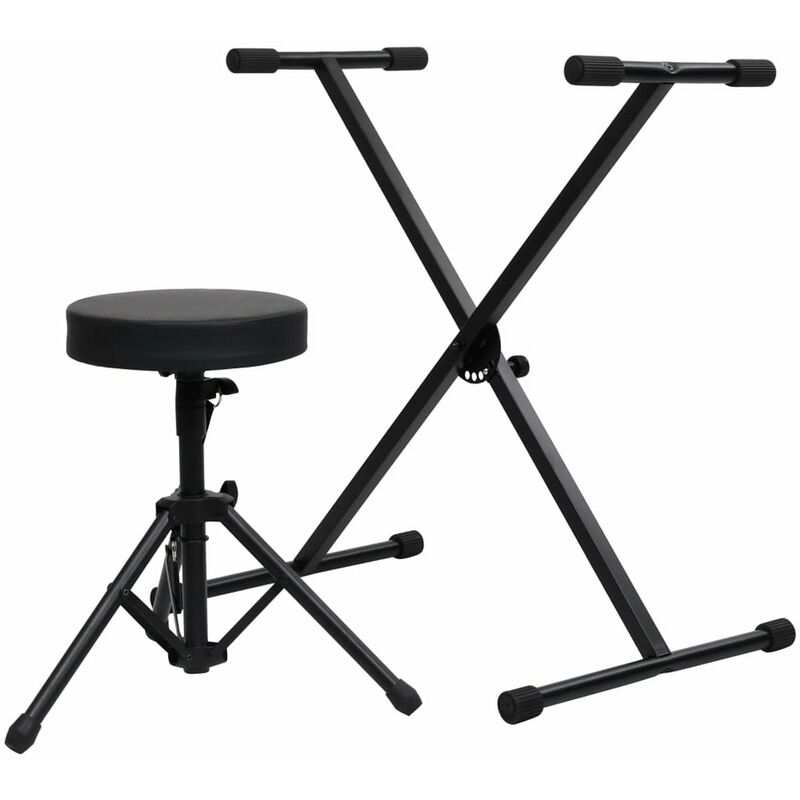 

Set de soporte para teclado y taburete negro
