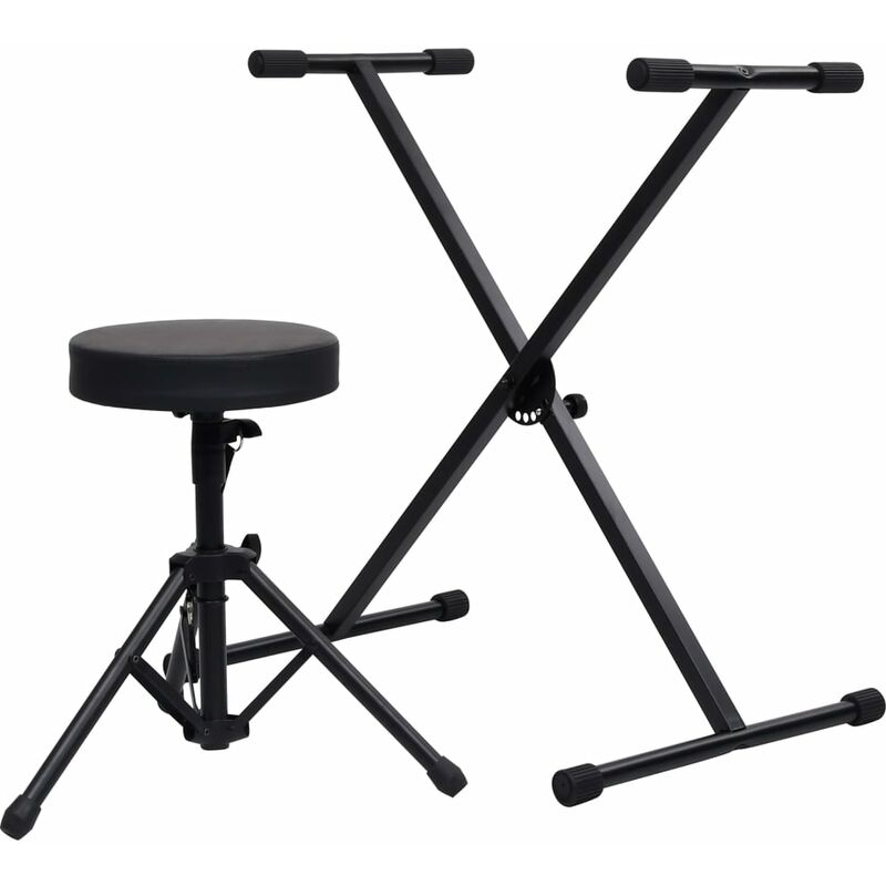 

Set de soporte para teclado y taburete negro