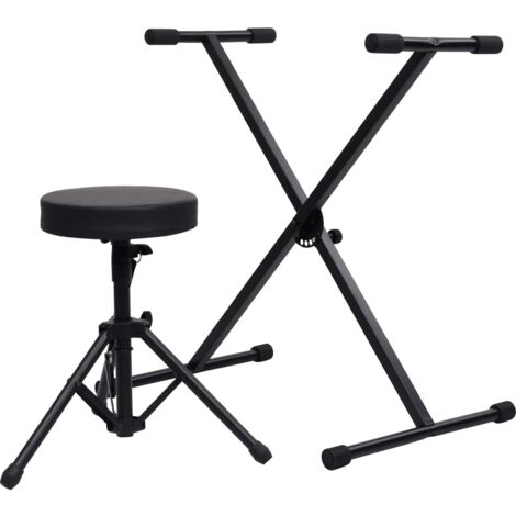 Set de soporte para teclado y taburete negro