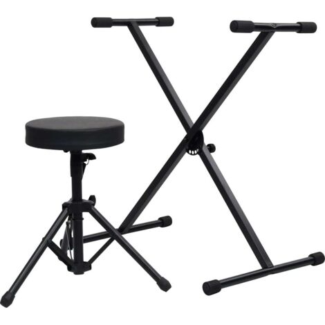 Set de soporte para teclado y taburete negro