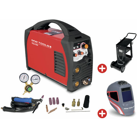 Set de soudage TIG 180A HF + casque + chariot de soudage MW-Tools PACKTIG180
