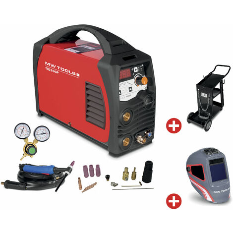 Set de soudage TIG 200A HF + casque + chariot de soudage MW-Tools PACKTIG200P