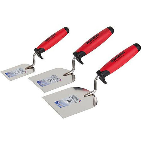 set de spatules 3 piéces inoxydable, 2 poignées, plâtrier