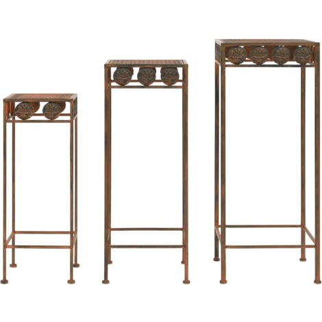 Set de supports de plantes 3 pcs Style vintage Métal rouillé vidaXL