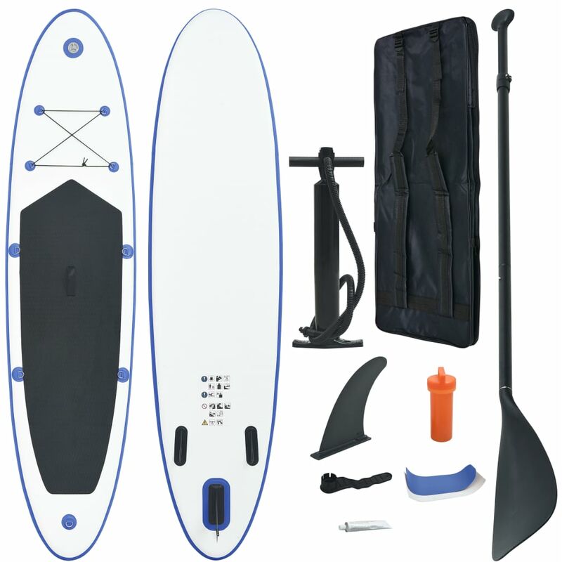 

vidaXL Set de tabla inflable de paddle surf SUP azul y blanco - Azul