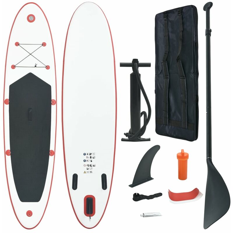 

Set de tabla inflable de paddle surf SUP rojo y blanco - Rojo