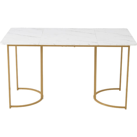 Set de table (5 pièces). Table à manger avec 4 chaises. Set de table moderne pour la cuisine ou le salon. Chaises dotées de pieds en métal doré. Table à manger moderne, avec motifs en marbre et pieds 