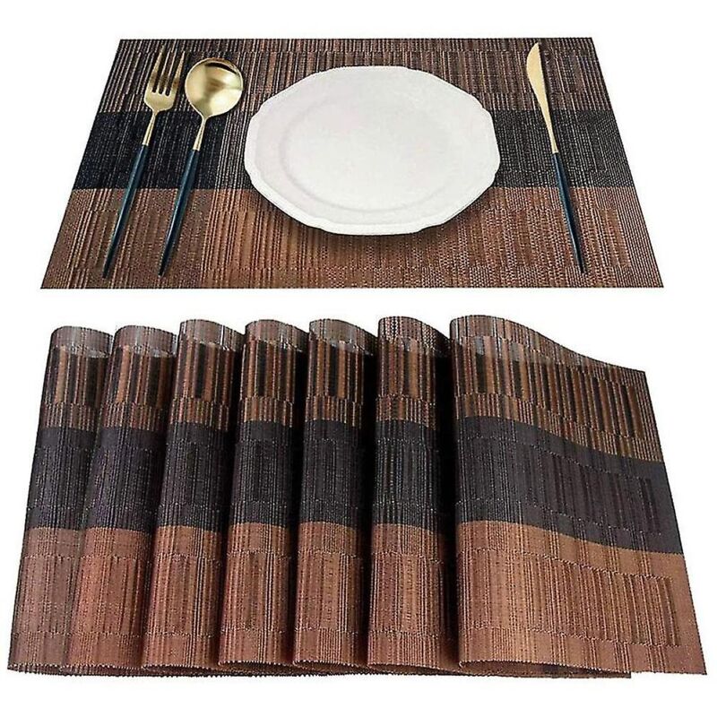 Fei Yu - Set de table, 8 sets de table en vinyle tissé par groupe, tapis isolant en pvc bambou pour repas adapté à la cuisine