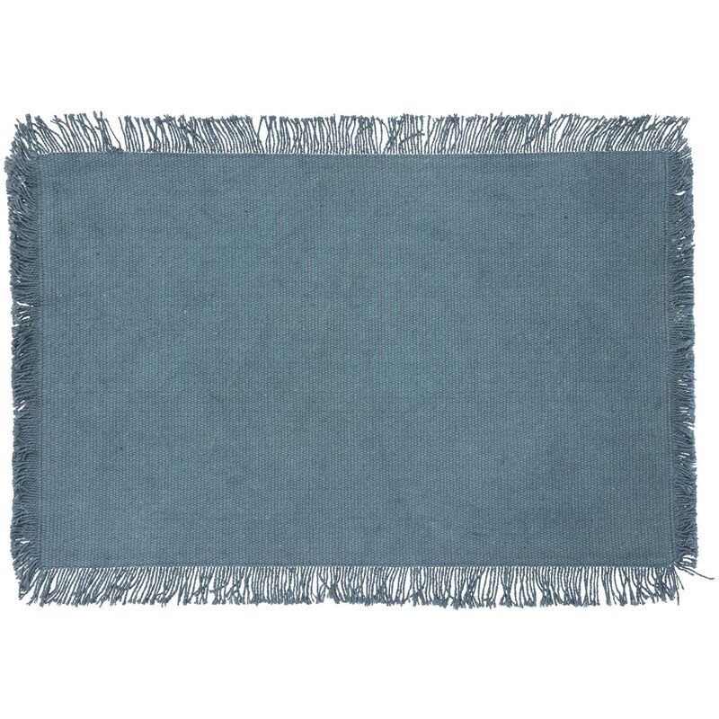 Secret De Gourmet - Set de table à franges Bleu Canard 45x30 cm