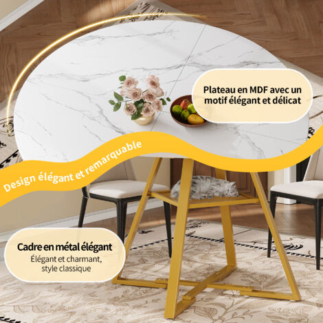 Set de table à manger (5 pièces). Table ronde de dimensions 120x120x75 cm, avec 4 chaises incluses. Console pour 4 à 6 personnes. Chaises en velours gris.