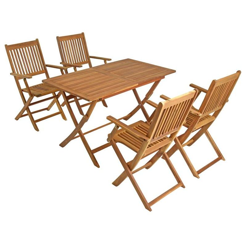 Set de table angulaire et 4 chaises de jardin avec accoudoirs