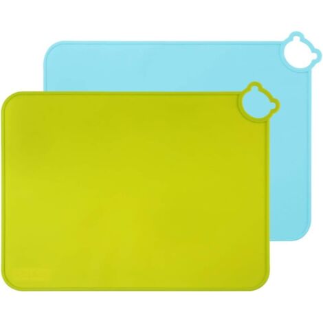 Set de table antidérapant en silicone pour bébé 2 pièces (bleu + vert)