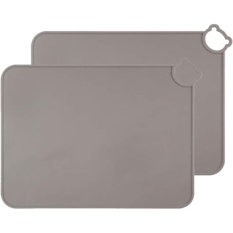 Set de table antidérapant en silicone pour bébé 2 pièces (gris),