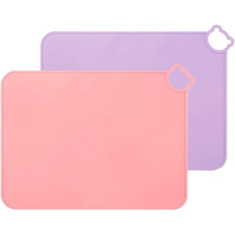 Set de table antidérapant en silicone pour bébé 2 pièces (rose + violet)