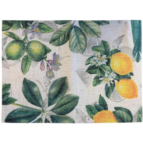Set de table beige en polylin enduit - citrons verts