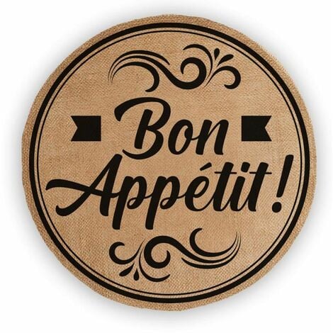 SUD TRADING Set de table Bon Appetit rond en toile de jute 38 cm