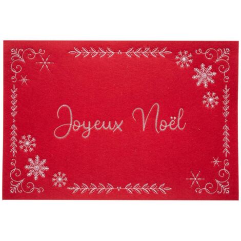 Set de table brodé Joyeux Noël Rouge