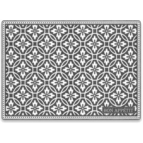 Set de table - Carreaux de ciment Blanc et Gris