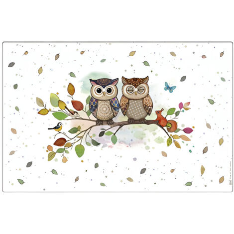 Set de table couple de chouettes sur une branche 43 cm