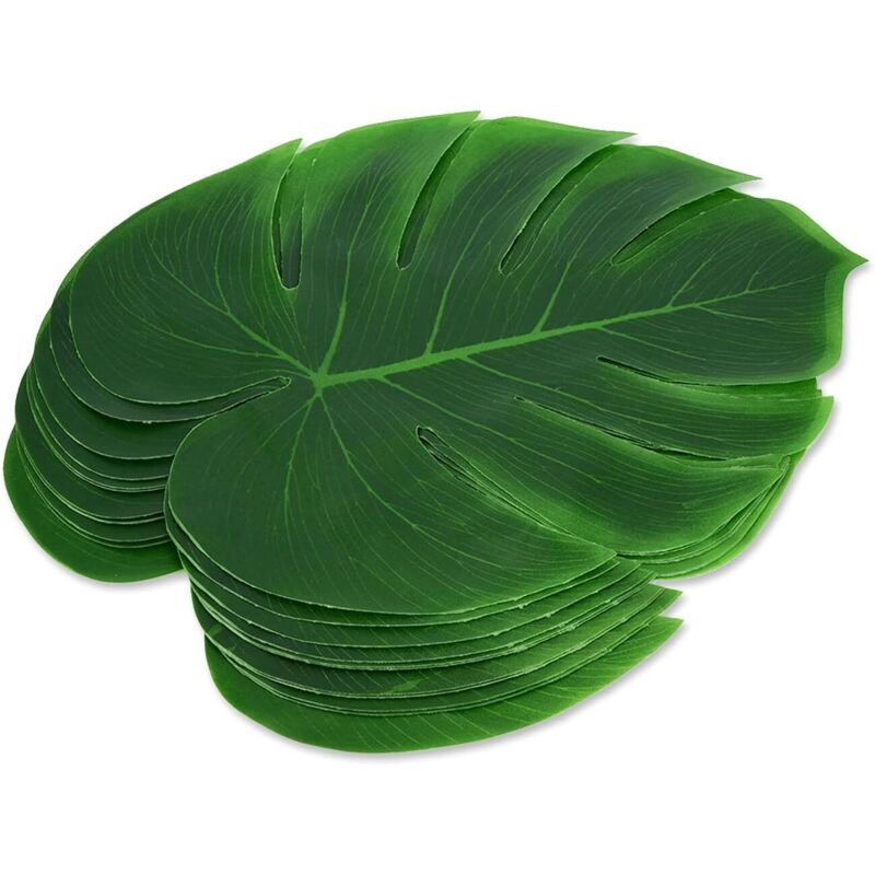 Set de Table en Feuille de Palmier Artificiel 12 pièces, Feuilles Vertes Artificielles Simulation Feuille Artificielle Protecteur de Table