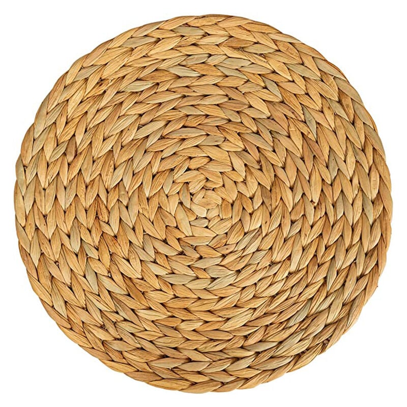 Memkey - Set de table en jonc de mer (jacinthe d'eau tressée) - 30 cm - Lavable - Rond, naturel, Lot de 6