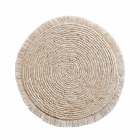 Set de table en lin, paille de maïs et franges Naturel 38x38 cm
