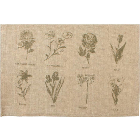 Set de table en toile de jute botanique vert