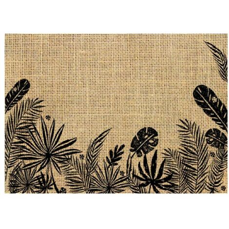 Set de table en toile de jute feuilles noires