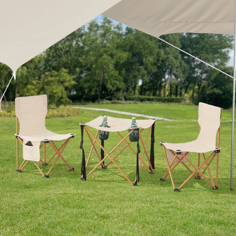 Set de table et 2 chaises de camping pliantes Banzi beige Casa.pro