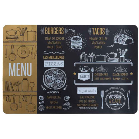 Set de Table Imprimé "Brasserie" 28x43cm Or