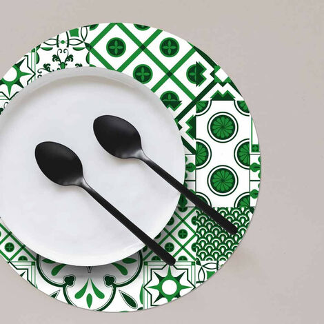 Set de table lino - Lot de 4 ALBAN - Carreaux de Ciment Vert - Maison Danaé