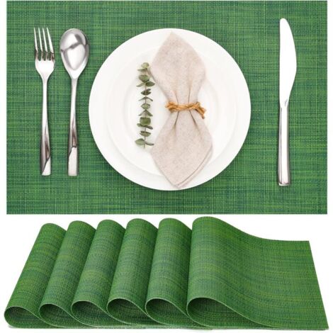 Set de Table Lot de 6, Set Table Lavable Résiste à la Chaleur Antidérapant Tissé Sets de Table PVC Vinyle pour Cuisine Table à Manger